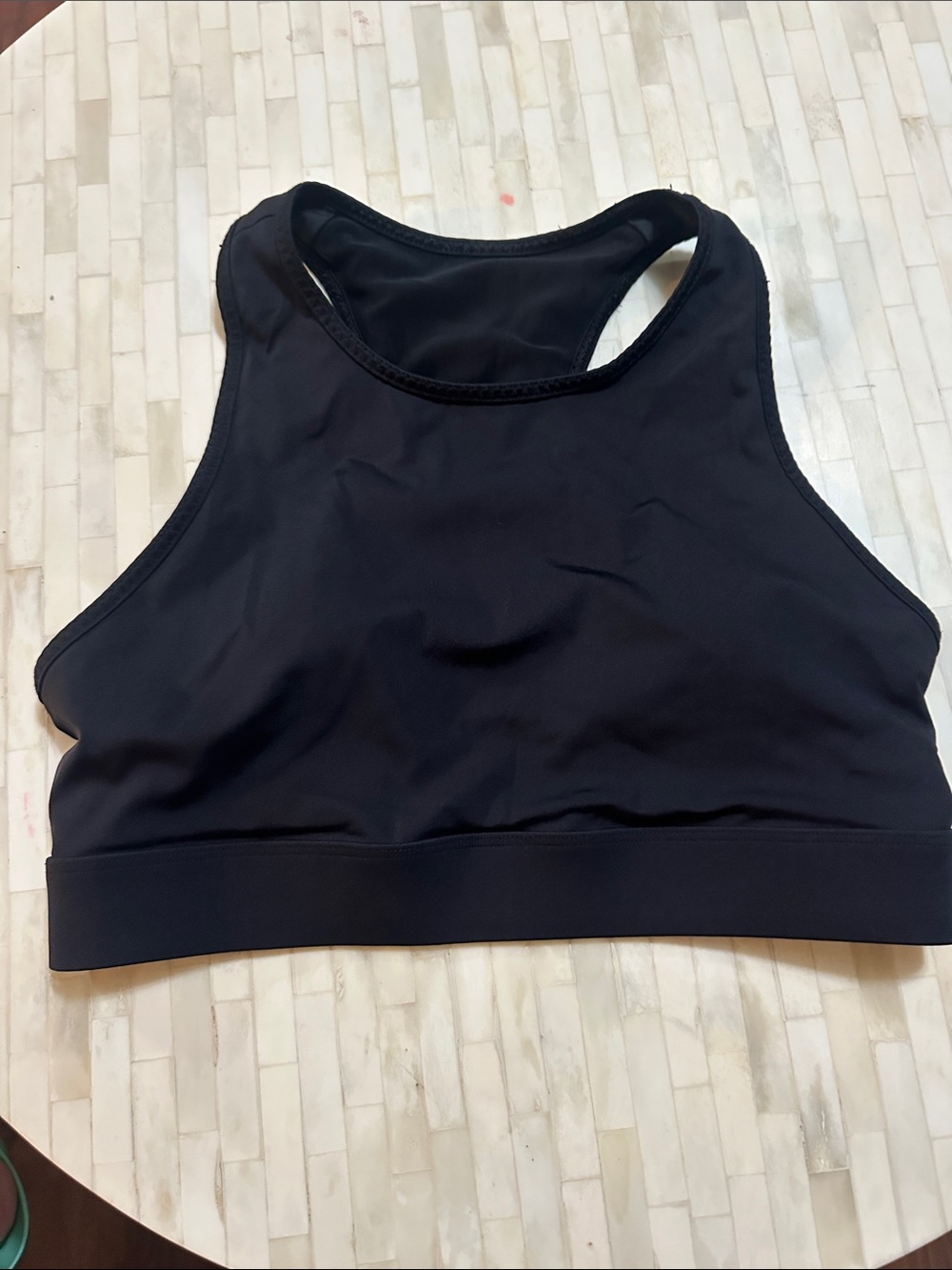 Fabletics Black High-Neck Racerback Sports Bra